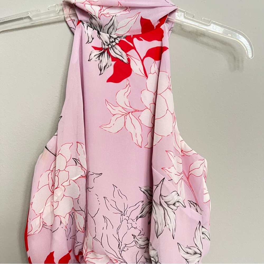 Belle Badgley Mischka Floral Halter Tie Neck Rhisa Midi Dress Lilac - Picture 6 of 13